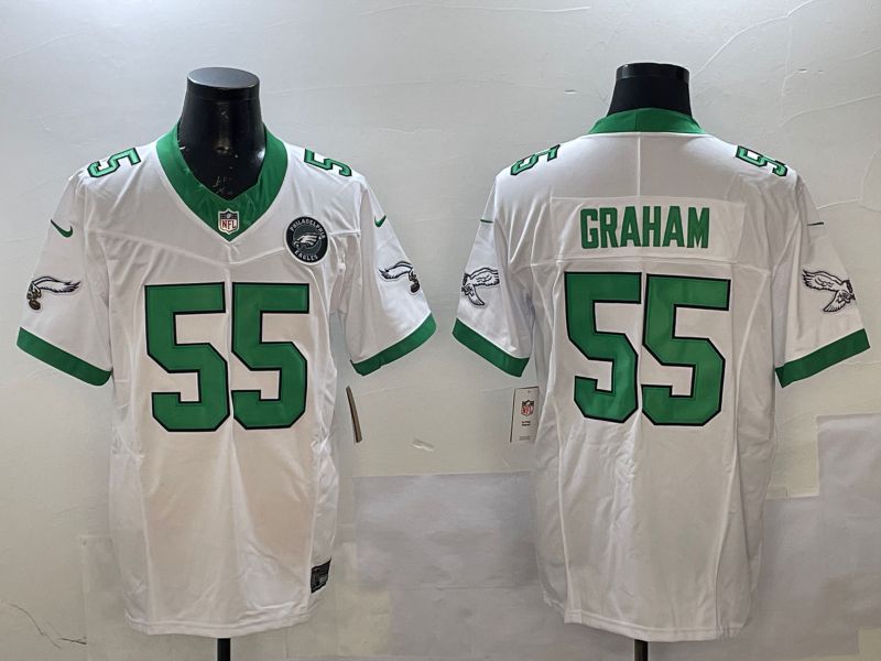 Men Philadelphia Eagles #55 Graham White Retro three generations 2025 Nike Vapor Limited NFL Jersey style 3->philadelphia eagles->NFL Jersey